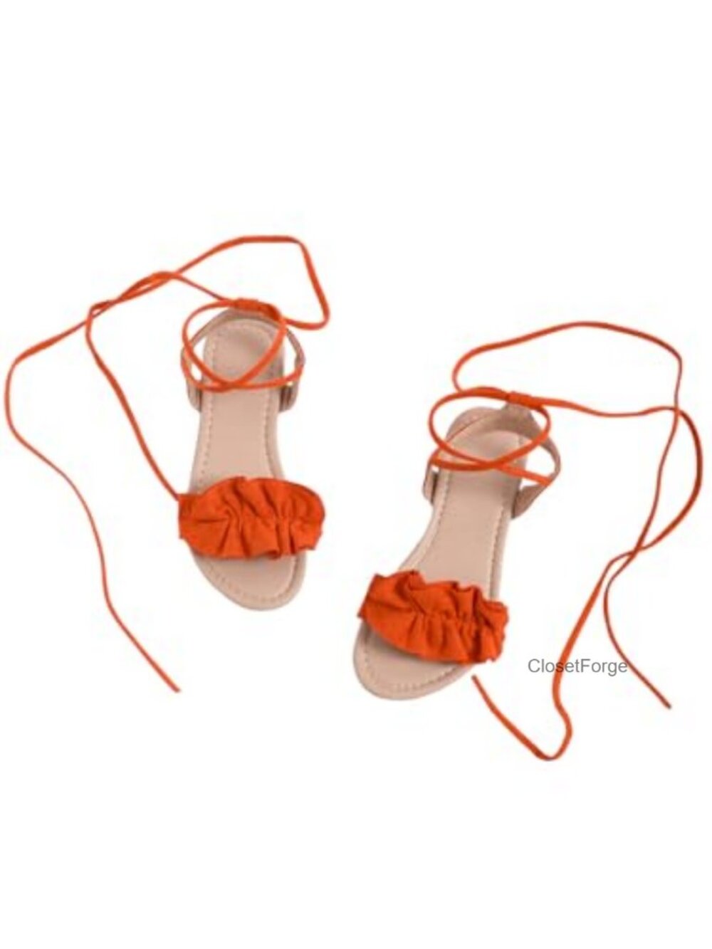 Women's Lace Up Flat Sandals Strappy Tie Up Dressy Slides Comfortable PU Leather